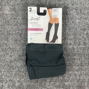Hanes Womens X-Temp Perfect Socks Opaque Comfort Flex Band Size 1 Grey 2 Pairs